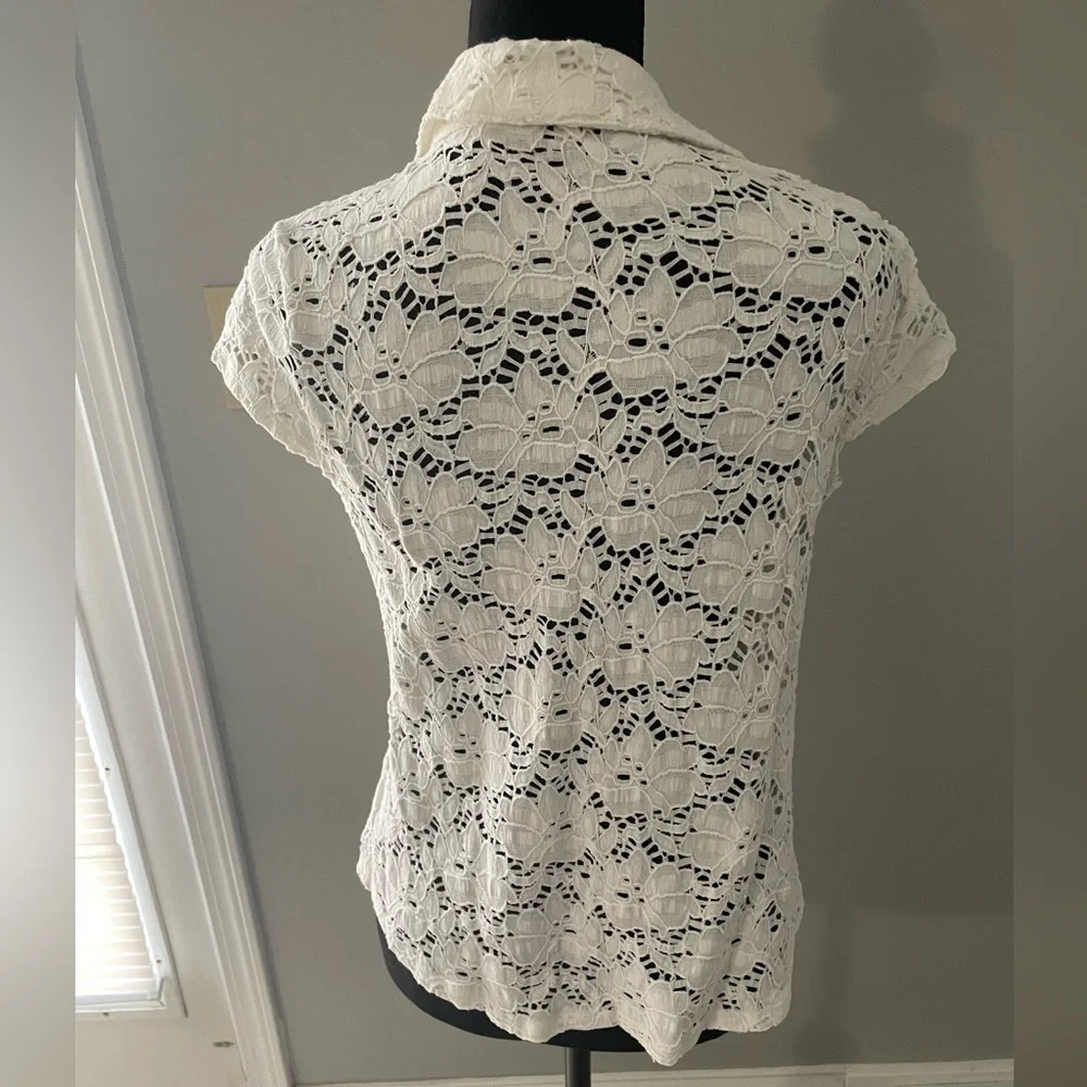 Maison Jules polo style lace look top in small - Picture 3 of 8